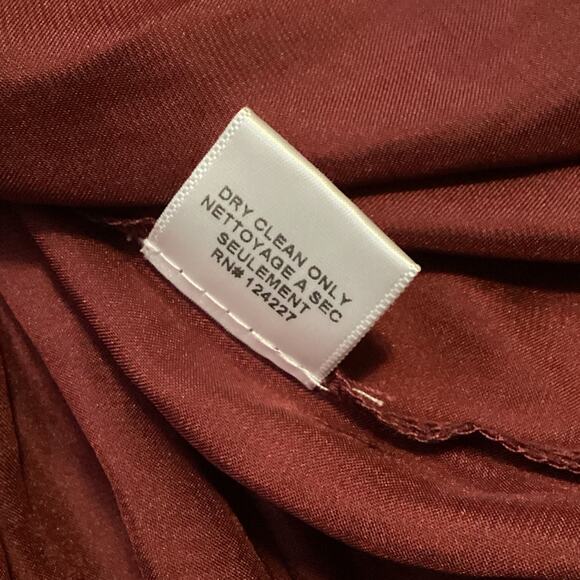 Misa Los Angeles Lucien Burgundy Satin One Sleeve Tiered Mini Dress M - Picture 10 of 11